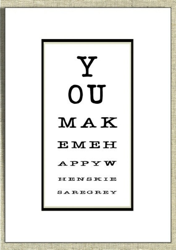 Items similar to Modern Art Typography Eye Test Chart Picture Print