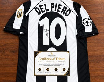 Maglia da casa della Juventus 1997/98 autografata da Alessandro Del Piero, maglia da calcio retrò, con certificato di autenticità, maglia da collezione per lui/lei