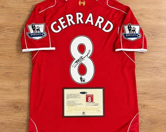 Signed Steven Gerrard #8 Jersey, Liverpool Legend Shirt, 2014 Football Memorabilia, Soccer Fan Gift, Collectors Sportswear,Gift For Him/Her