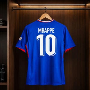 エムバペ #10 インスパイアード フランス サッカー ジャージ、ブルー サッカー ファン シャツ、レトロ サッカー ジャージ、ユニセックス スポーツ T シャツ、ファン エディション
