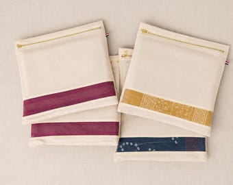 Sacos para guardar sarees de algodão, organizador de guarda-roupa, capa protetora com zíper (40 x 35 cm)