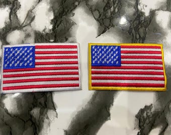 US Flag Patch Iron-on Applique, Biker MC Club Uniform Vest Jacket Accessory
