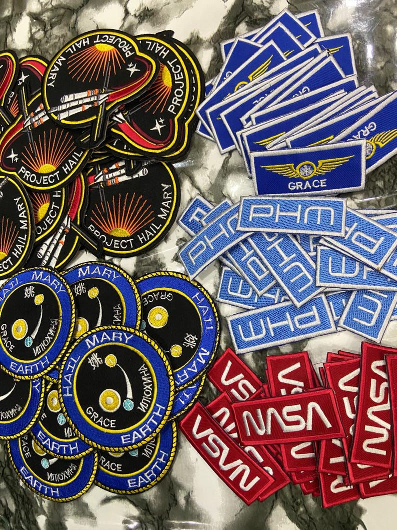 Project Hail Mary Embroidered Patches | Ryland Grace, NASA, Earth Sci-Fi Cosplay (Iron-on) image 3