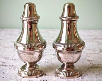 Vintage French Silver-Plated Salt & Pepper Shakers | Classical Baluster Form | Gadrooned Detail