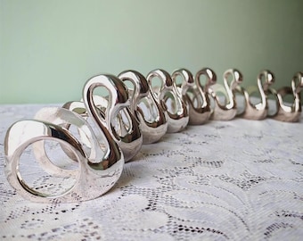 Vintage versilberte Swan Serviettenringe | 8er-Set | Elegante Tischdekoration-Halter