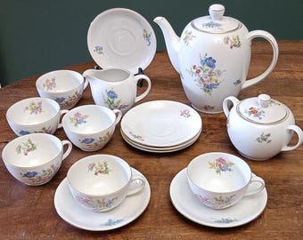 C.W.S. Porcelain Tea/Coffee Set | Floral US Zone Germany | 15-Piece | Tea Party Tableware