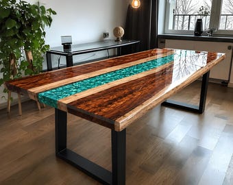 Epoxy Resin Wood Dining Table, Custom Epoxy Resin Table, Wood Epoxy Dining Table, Epoxy Table Top, Epoxy Resin Furniture, Epoxy Dining Table