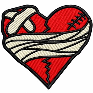 Broken Heart Embroidered Patch – Emo Gothic Streetwear Applique (4 Inch)