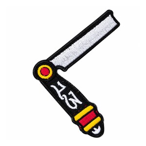 Embroidered Straight Razor Patch: 4" Barber Shaving Blade (Iron-On/Sew-On)