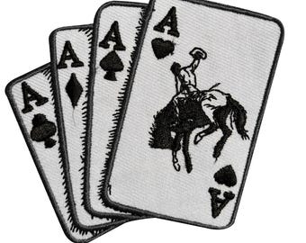 Aufgenähter Aufnäher mit vier Assen: Poker-Applikation für DIY-Kleidung (zum Aufbügeln/Aufnähen)