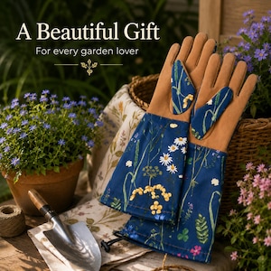 Floral Garden Gloves | Long Cuff Gardening Gloves | Arm Protection | Rose Pruning Gloves | Women's Garden Gift