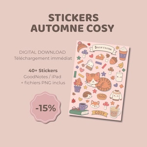 Kawaii Fall Stickers for GoodNotes | Cute Fall Planner Stickers | Pumpkin, Leaves & Cozy Digital Stickers for GodNotes