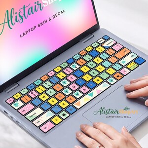Dell XPS 16 Söt färgglatt mönster tangentbordsskinnsdekal Estetisk pastellgeometrisk tangentbordsklistermärke Estetisk present till Inspiron 15 Latitude