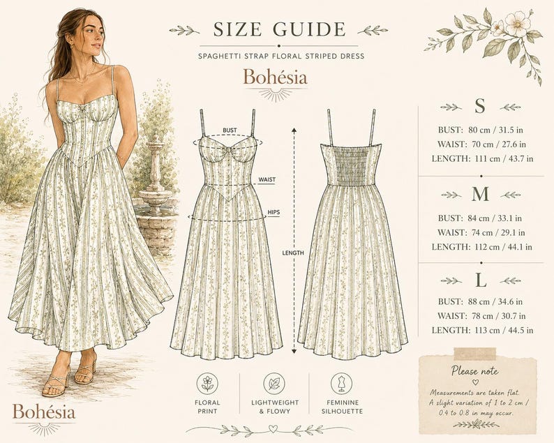 Floral Boho Midi Dress, Romantic Summer Dress, Garden Party Dress, Wedding Guest Dress, Vacation Dress, Feminine Floral Dress image 6