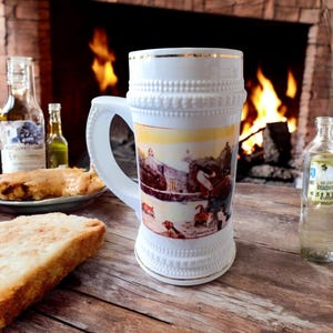 Fox hunting tankard ceramic