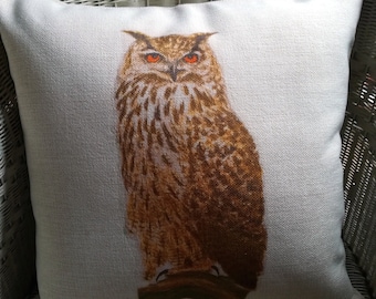 Long Ear Owl on a cushion Cover Canvas feel  cushion cover Canvas/linen feel