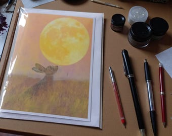 Harvest Moon Hare - Greeting Card