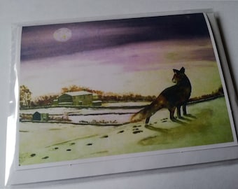 Fox looking for Christmas Dinner -  Greeting card