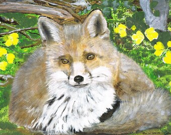 Fuchs im Frühling - Grußkarte