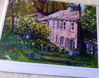 Cottages at Stalling Busk - Greeting card  taken from Print of Original Water Colour by Dave Smith