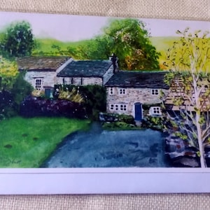 Countersett in Raydale - Impression de carte de voeux d'aquarelle originale par Dave Smith