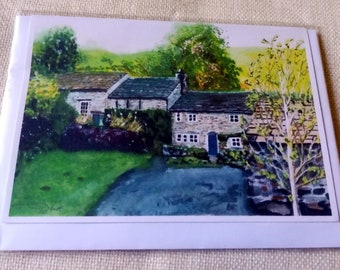 Countersett in Raydale - Greeting card Print of Original Water Colour by Dave Smith