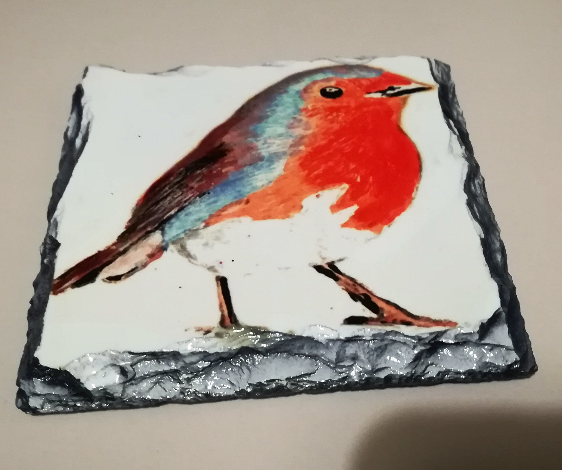 Robin Slate Robin Slate Coaster from Original Painting - Etsy