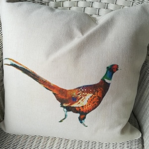 Pheasant on a cushion Cover Hessian Style cushion coverCanvass/linen feel