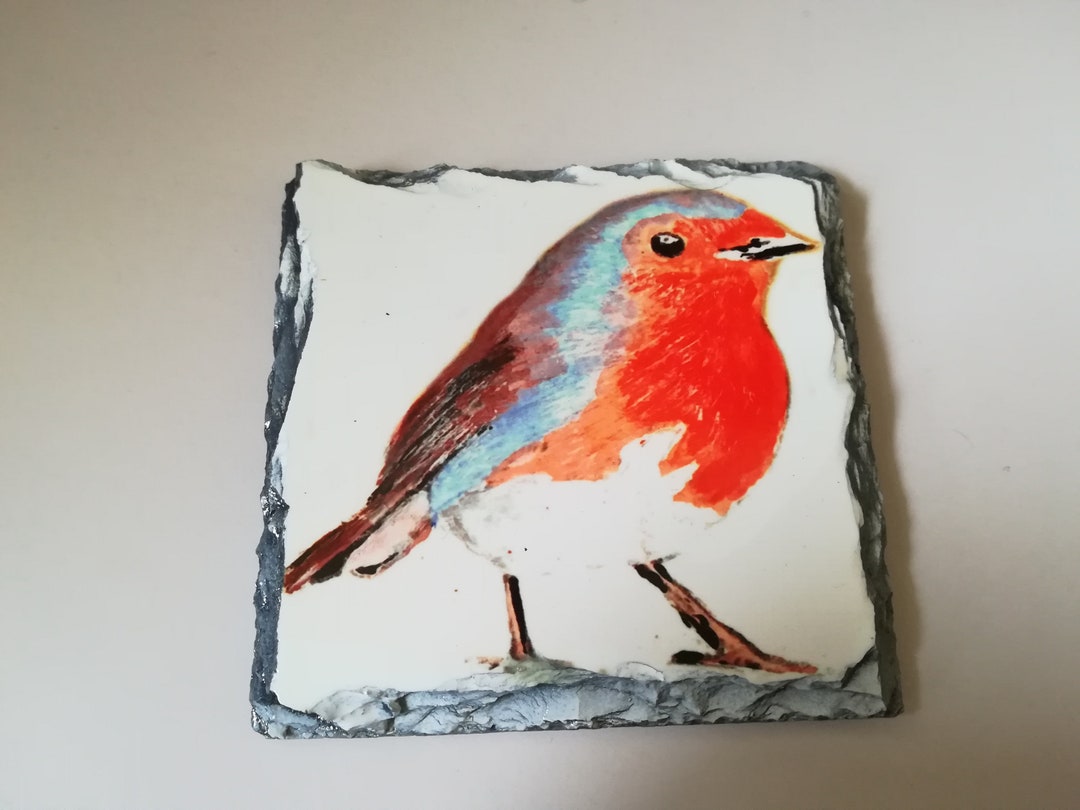 Robin Slate Robin - Slate Coaster -from Original Painting - Etsy