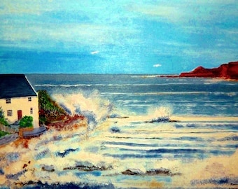 Runswick Bay - Print of Original Acrylic Painting on Canvas by Dave Smith