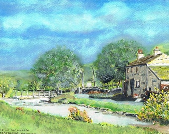 Cottage in Langstrothdale - Greeting card  taken from Print of Original Water Colour by Dave Smith