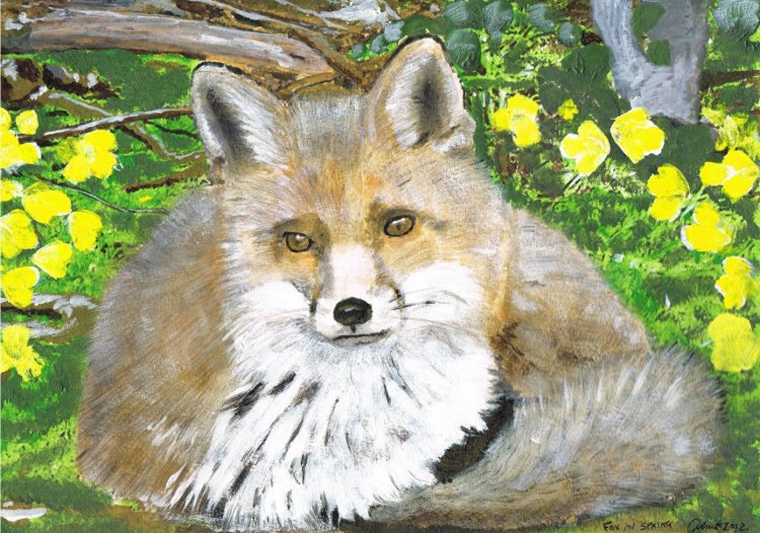 Fox in Springtime - Print of Original Acrylic Painting - Etsy