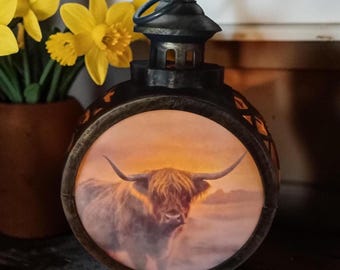 Highland Cow LED  Lantern Large.