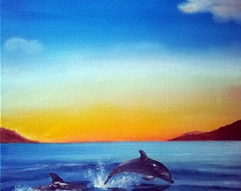 Dolphins of Dingle Bay  Original Acrylic Painting  Dave smith