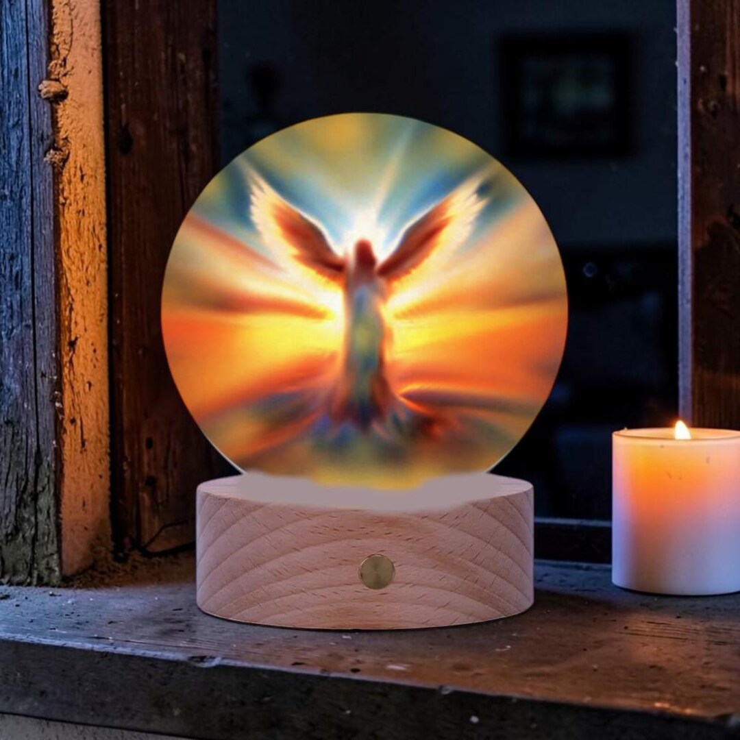 Angel Round Glass LED Lamp Night Light - Etsy