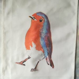 Robin on a tea towel/dish towel