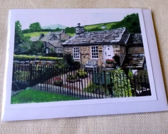 Old Schoolhouse at Countersett - Greeting card Print of Original Water Colour by Dave Smith