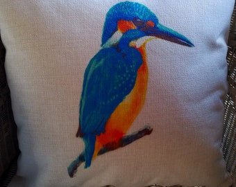Kingfisher on a cushion Cover Canvas feel  cushion cover Canvas/linen feel