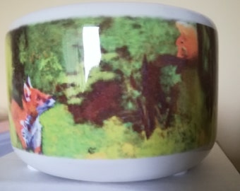 Stainburn Fox Tealight Candle Holder - Ceramic Hand Printed