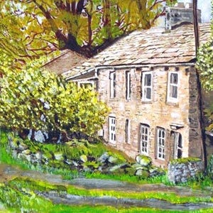 Cottages at Stalling Busk Print of Original Water Colour Painting 11.5 x 8.5