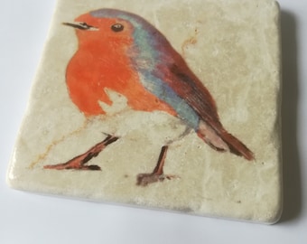 Robin on a Marble Coaster