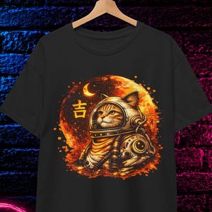 Pastel Moon Cat Astronaut Tee, Cute Galaxy Kitten Shirt, Celestial Cat Graphic, Kawaii Space Animal Gift
