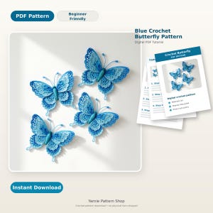 Crochet Butterfly Pattern PDF | Blue Ombre Lace Butterfly Tutorial | Digital Download | Beginner Friendly