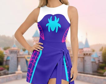 Ghost Spider Gwen Wrap Skort Dress, Ghost Spider Halloween Costume Dress Skirt, Gwen Stacy Sport Skort, WDW Halloween Outfits