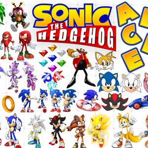Sonic Font and PNG Mega Bundle, Birthday Clipart -- Digital File --