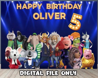 Sing 2 Birthday Backdrop | Personalized Party Decor - Digital Download -