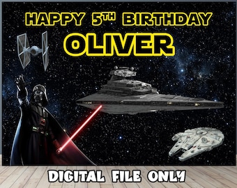 Star Wars Birthday Backdrop | Personalized Party Decor - Digital Download -