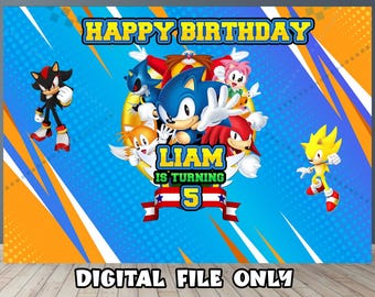 Sonic Birthday Backdrop | Personalized Party Decor - Digital Download -