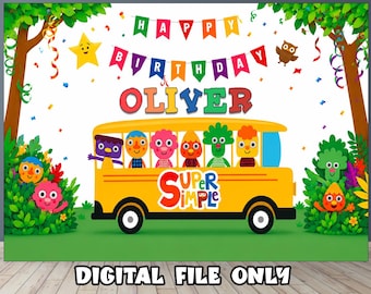 Super Simple Songs Birthday Backdrop | Personalized Party Decor - Digital Download -