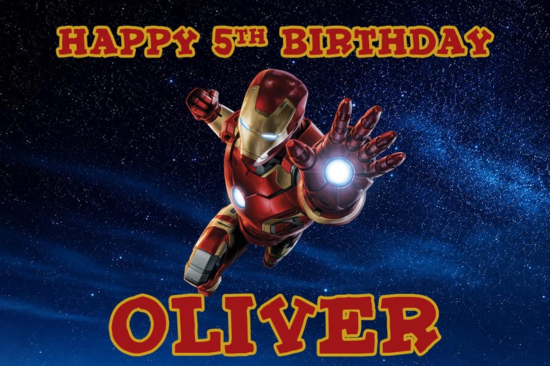 Iron Man Birthday Backdrop | Personalized Party Decor - Digital Download - image 2